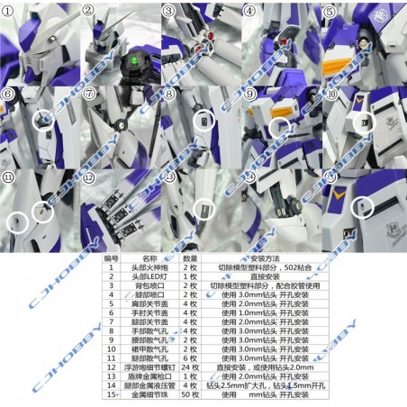 1/100 MG Hi Nu Gundam Upgrade parts (red or gold)