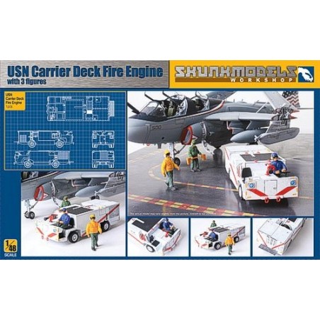 1/48 USN Fire Engine as used on flight deck plus 3 x figures (including one driver) 