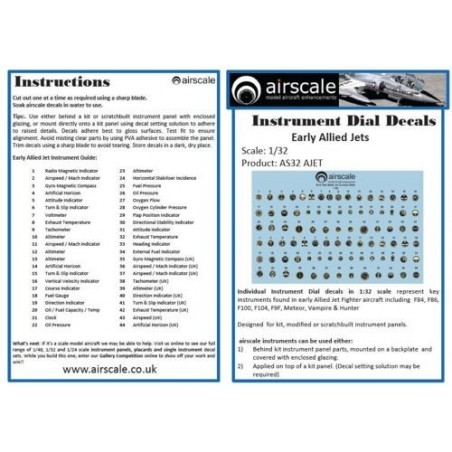 1:32 scale early allied jets Instrument Dial Decal