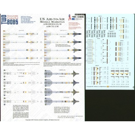 1/48 Decals 1US Air-to-Air Missile Markings for AIM-9B/D/G/J/L/M and AIM-7E-2/M