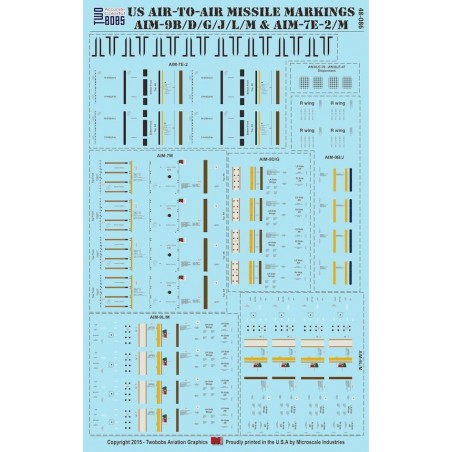 1/48 Decals 1US Air-to-Air Missile Markings for AIM-9B/D/G/J/L/M and AIM-7E-2/M