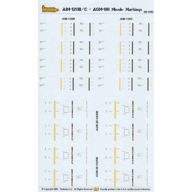 1/48 Decals Missile Markings for AGM-88 HARM and AIM-120B/C AMRAAM 