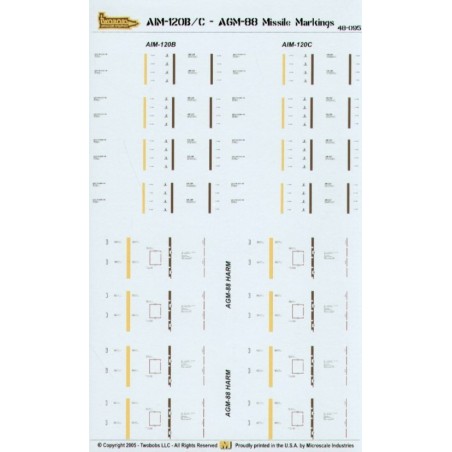1/48 Decals Missile Markings for AGM-88 HARM and AIM-120B/C AMRAAM 