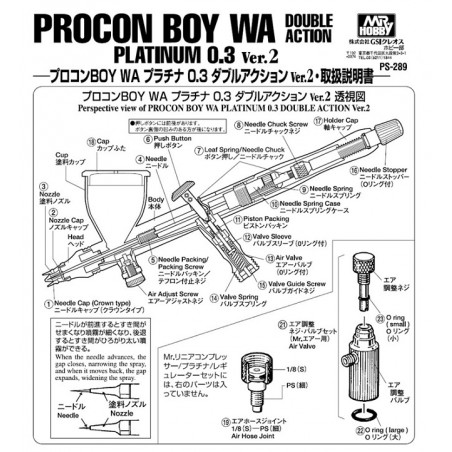 Aerógrafo Procon Boy 0.3mm Platinium Ver. 2