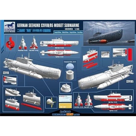 1/35 German Seehund XXVIIB/B5 Midget Submarine 