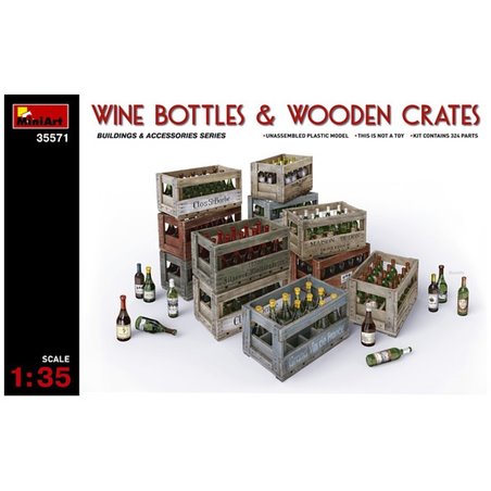 1/35 Wine Bottles & Wooden Crates 