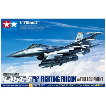 Maqueta de avión Tamiya 1/72 Lockheed Martin F-16CJ Block 50 Fighting Falcons (Full Equipment)