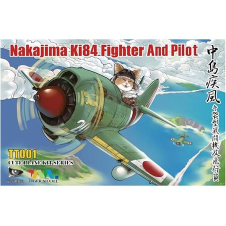 Maqueta de avion Tiger Model Cute Fighter Series: Nakajima Ki-84 Hayate w/Cat Pilot Figure