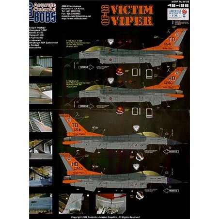 1/48 Decals Lockheed-Martin QF-16C Victim Vipers (2) What-If schemes for future F-16 Target Drones. 80-541/TD and 84-260/HD