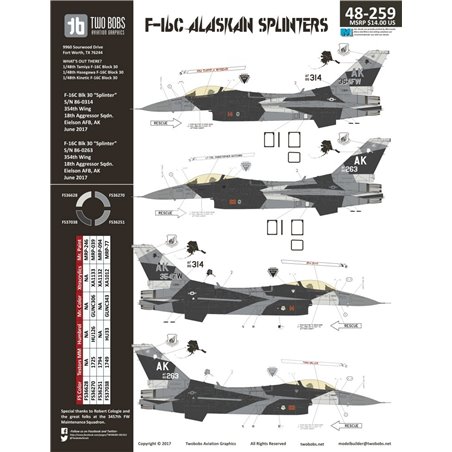 1/48 Decals Lockheed-Martin F-16C Alaskan Splinters