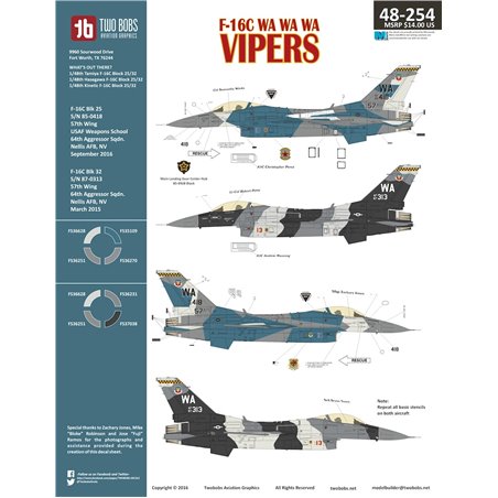 1/48 Decals Lockheed-Martin F-16C WA WA WA Vipers 