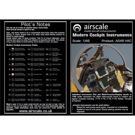 1:48 scale MODERN JETS Cockpit Instrument Decals