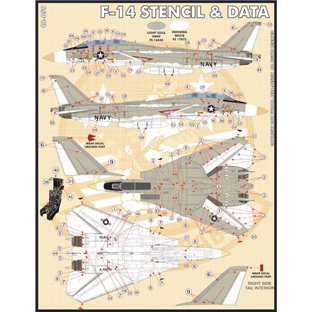 Calcas 1/48 Grumman F-14A Stencil and Data' set