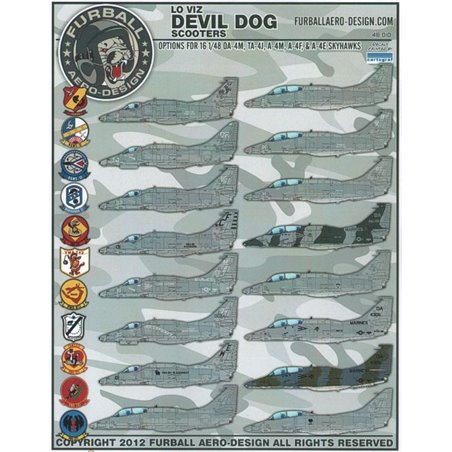 1/48 decals 1/48 Lo-Viz Devil Dog Scooters. 16 Douglas A-4 Skyhawk markings.
