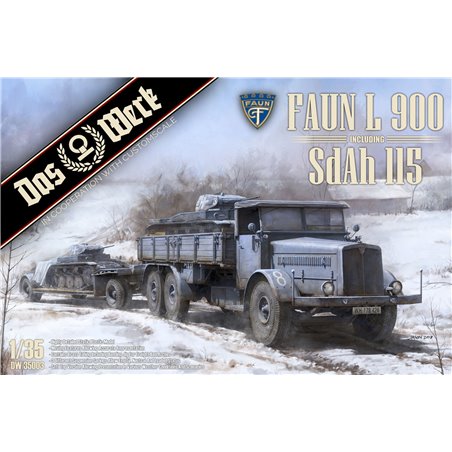 1/35 FAUN L 900 plus Sd.Ah.115 10t low bed trailer with wood decals