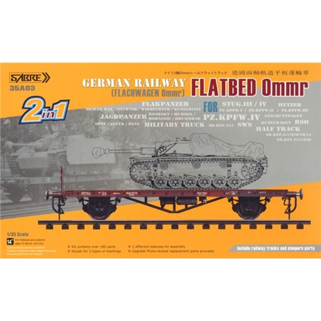 1/35 German Railway Flatbed Ommr (Flachwagen Ommr) (2 in 1) w/Track (Length 30.5cm)