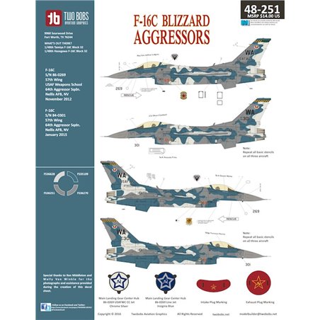 1/48 Decals Lockheed-Martin F-16C Blizzard Aggressors