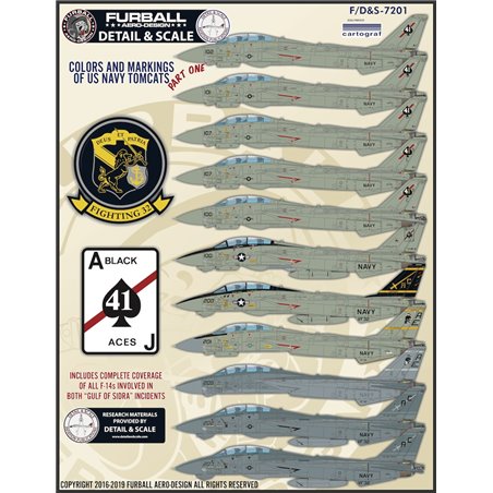 1/72 decals Grumman F-14A Tomcats part 1 “Colors and Markings of US Navy F-14s Part I"