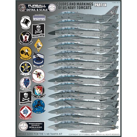 1/48 decals  Color & Markings of US Navy Grumman F-14 Tomcats Part IX" has options for fifteen F-14A/A+/Bs.