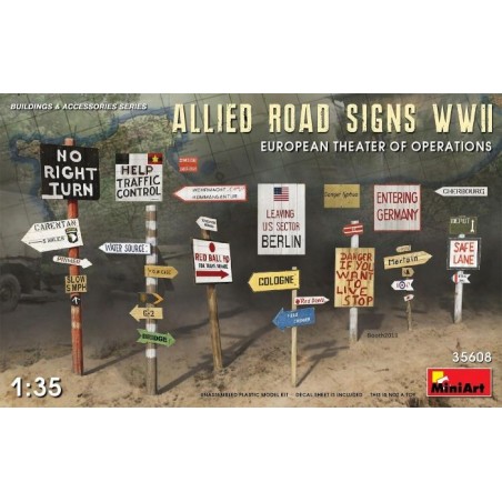 1/35 ALLIED ROAD SIGNS WWII. EUROPEAN THEATRE OF OPERATIONS