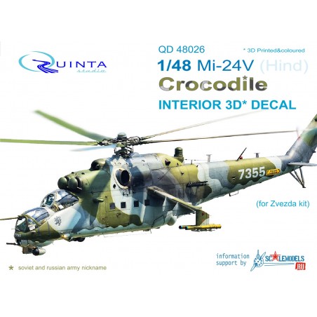 Quinta Studio decals 1/48 Mi-24V HIND 3D interior panels (Zvezda kit)