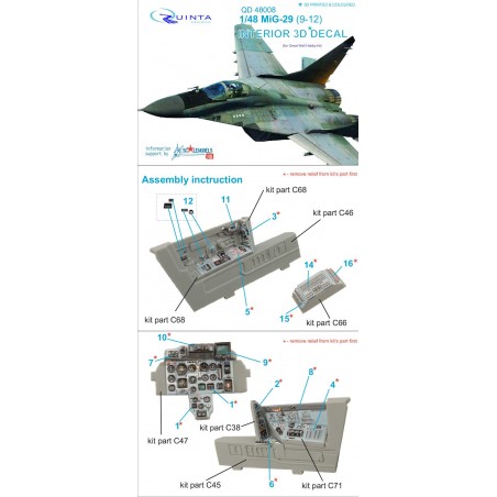 1/48 MiG-29 (9-12) 3D-Printed & colored Interior (GW