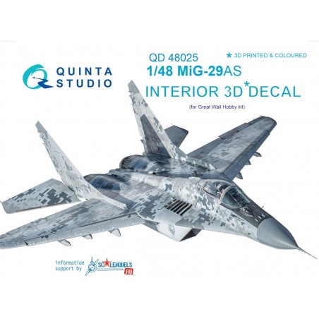 1/48 MiG-29AS (Slovak AF version) 3D-Printed & colored decal interior (for GWH kits)