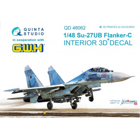 1/48 Su-27UB 3D-Printed & colored Interior on decal paper (for GWH kit) 