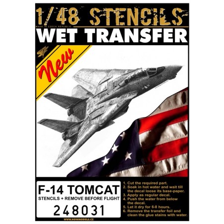Calcas HGW 1/48 Grumman F-14A Tomcat Stencils + RBF stencils + both sided RBF