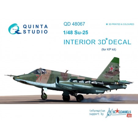 1/48 Quinta studio 1/48 Su-25 3D-Printed & colored Interior on decal paper (for KP kit) 