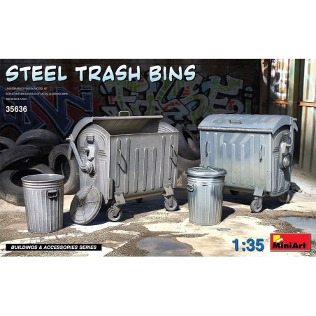 Maqueta Miniart 1/35 4 Steel Trash Can Sets