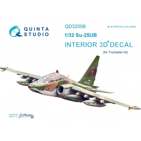 1/32 Su-25UB 3D-Printed & colored Interior on decal paper (for Trumpeter kit) 