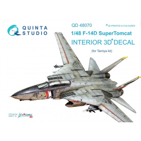 1/48 F-14D Tomcat 3D-Printed & colored Interior on decal paper (for Tamiya kit)