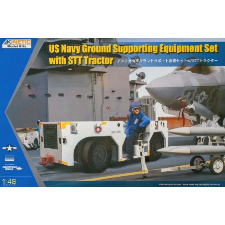 Maqueta Kinetic 1/48 US NAVY Ground Supporting Equipment Set with STT Tractor