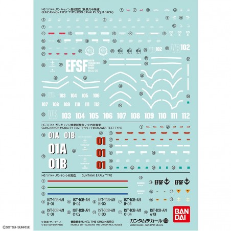 GUNDAM DECAL NO.113 MOBILE SUIT GUNDAM: THE ORIGIN GENERAL PURPOSE 2