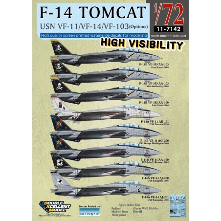 1/72  USN F-14A/B Tomcat VF-11/VF-14/VF-103 High Visibility