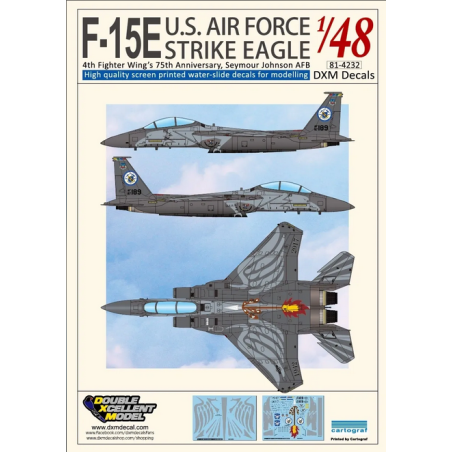 DXM Decals 1/48 F-15E U.S. Air Force Strike Eagle 4th Fighter Wing's 75th Anniversary, Seymour Johnson AFB