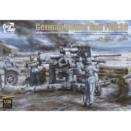 Border Model 1/35 German 88mm Gun Flak36 w / Artillery Figure (metallic box!)