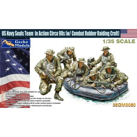 Gecko Models 1/35 US Navy Seals Team In Action Circa 90s [w/Combat Rubber Raiding Craft]