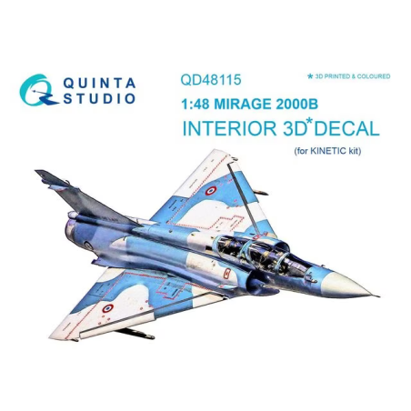 Quinta Studio 1/48 Mirage 2000B interior 3D decals (Kinetic)
