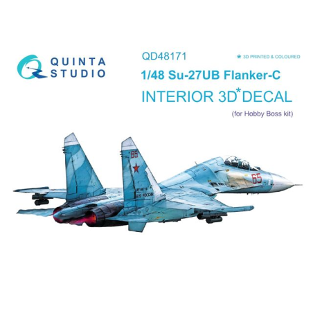Quinta Studio 1/48 Su-27UB Flanker-C interior 3D decals (Hobbyboss)