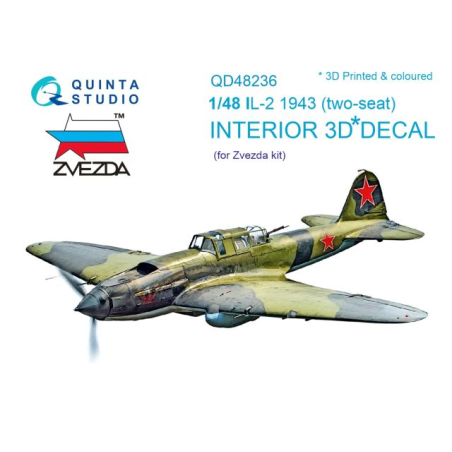 Quinta Studio Il-2 1943 (two seat) interior 3D decals (Zvevda)