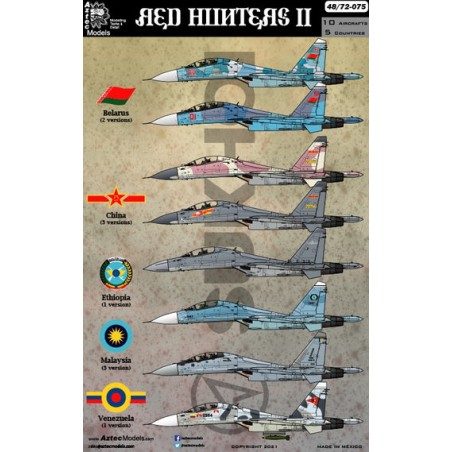 Aztec Models 1/48 Decals Red Hunters Sukhoi Su-27, Su-30 & J-16D