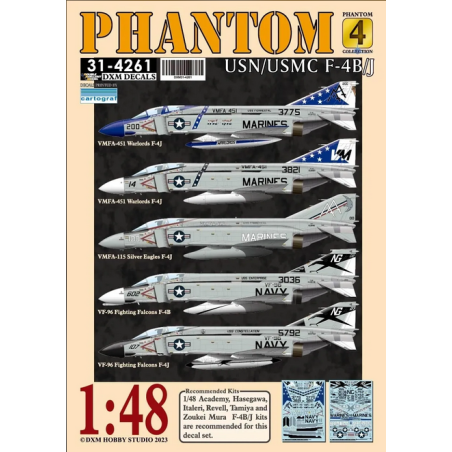 DXM Decals 1/48 USMC/USN F-4B/J VMFA-451/115/VF-96 Phantom Collection 4