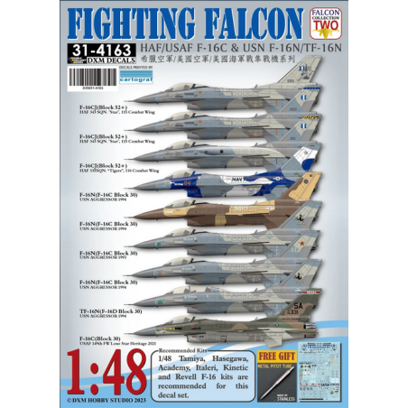 DXM Decals 1/48 Fighting Falcon HAF/USAF F-16C & USN F-16N/TF-16N
