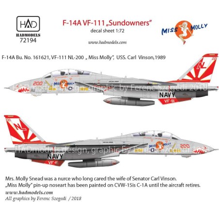 HAD 1/48 decals F-14A VF111 ”Sundowners” - Miss Molly