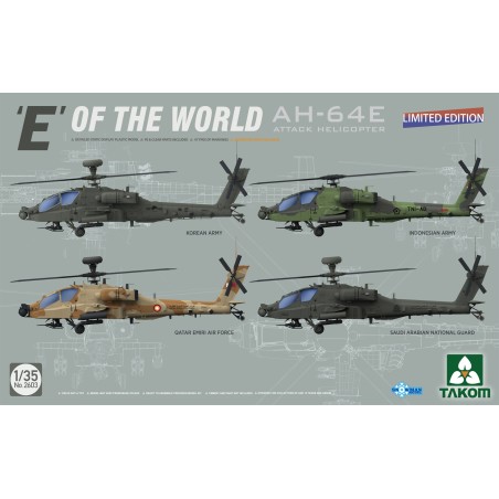 Takom 1/35 E OF THE WORLD AH-64E Apache Attack Helicopter Model Kit (Limited Edition)