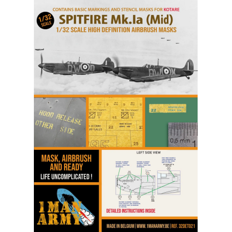 1 Man Army 1/32 MASK for 1 Spitfire Mk 1a