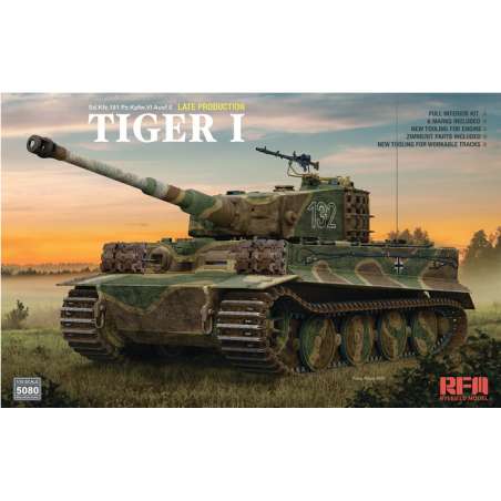 Maqueta de tanque Rye Field Model 1/35 Tiger I Late Production w/Full interior & Zimmerit