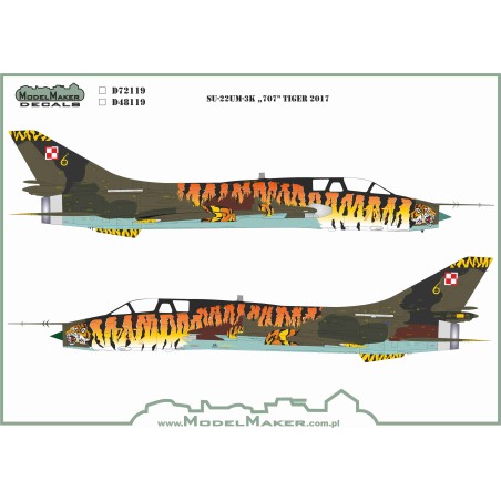 Calcas Model MAker Decals 1/48 Sukhoi Su-22UM-3K '70' Tiger 2004 and 2017